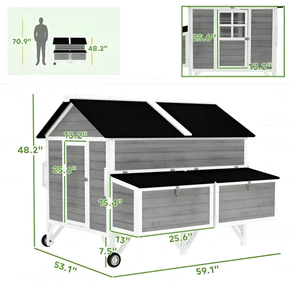 Chicken Coop with Nest Box – Outdoor Firwood Hen House, Red | Backyard Raise & Grow - BRG | Backyard Raise & Grow - backyard farming, chicken coop, chicken pen, egg nesting box, firwood chicken coop, garden coop, hen house, outdoor pet shelter, poultry run, rabbit hutch
