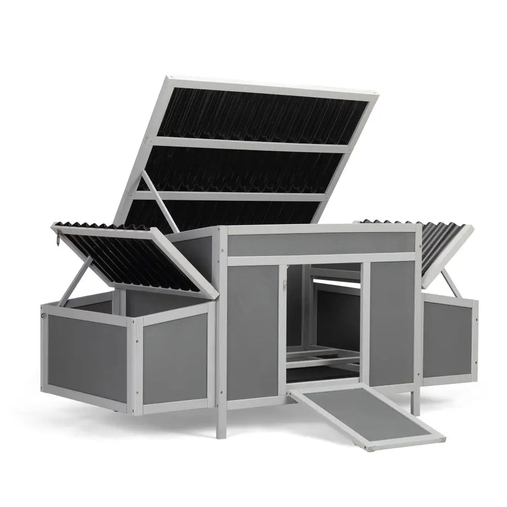 Weatherproof Wood Chicken Coop with Nesting Boxes, Indoor Outdoor, Gray - BRG | Backyard Raise & Grow -