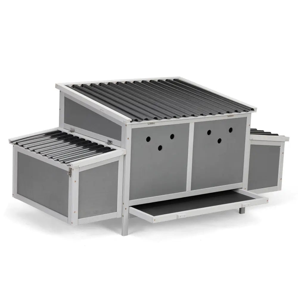 Weatherproof Wood Chicken Coop with Nesting Boxes, Indoor Outdoor, Gray - BRG | Backyard Raise & Grow -