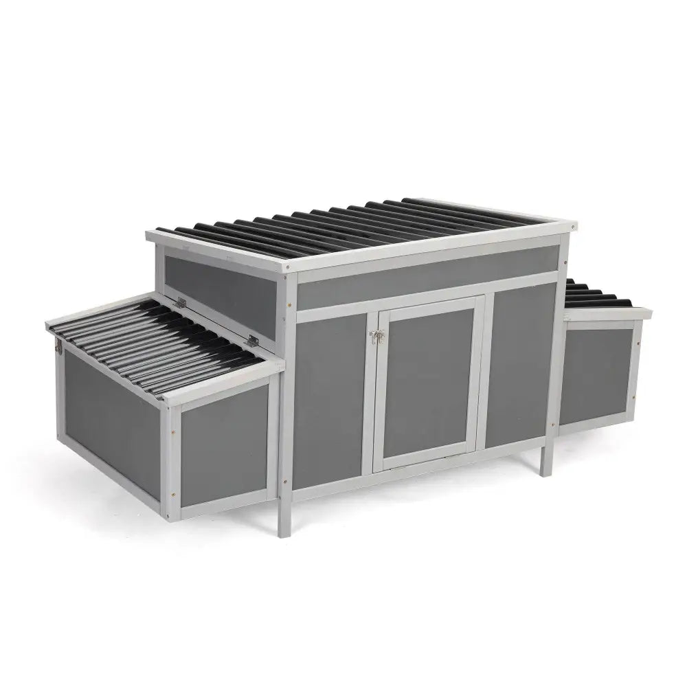 Weatherproof Wood Chicken Coop with Nesting Boxes, Indoor Outdoor, Gray - BRG | Backyard Raise & Grow -