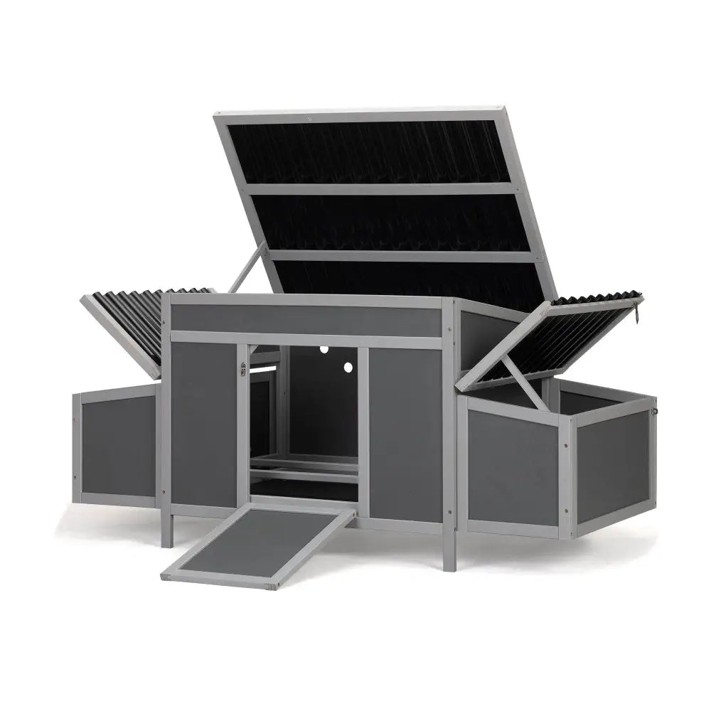 Weatherproof Wood Chicken Coop with Nesting Boxes, Indoor Outdoor, Gray - BRG | Backyard Raise & Grow -