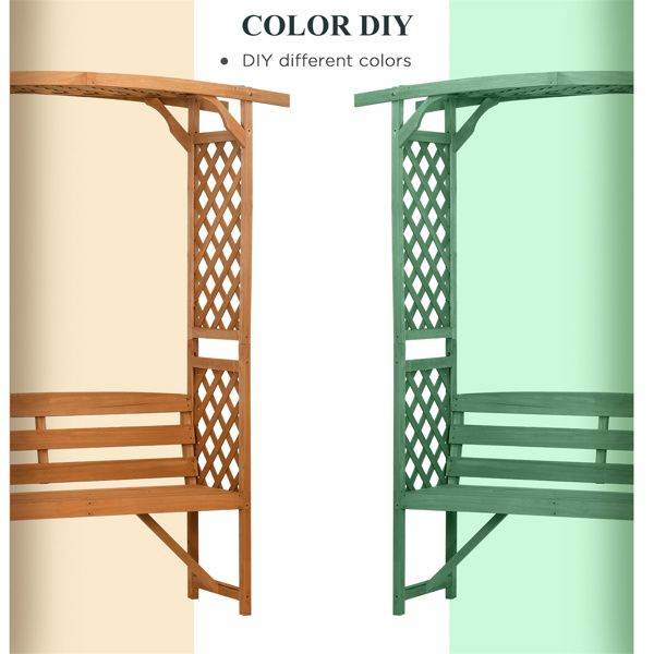 BRG – Outdoor Arbor Arch Garden Bench with Pergola Trellis Top for Vines, Hanging Plants, Weddings & Backyard Décor - BRG | Backyard Raise & Grow - arbor garden bench, backyard furniture, easy assembly bench, fir wood bench, garden seating, hanging plant bench, outdoor bench, pergola bench, trellis bench, wedding garden decor
