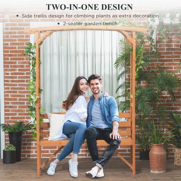 BRG – Outdoor Arbor Arch Garden Bench with Pergola Trellis Top for Vines, Hanging Plants, Weddings & Backyard Décor - BRG | Backyard Raise & Grow - arbor garden bench, backyard furniture, easy assembly bench, fir wood bench, garden seating, hanging plant bench, outdoor bench, pergola bench, trellis bench, wedding garden decor
