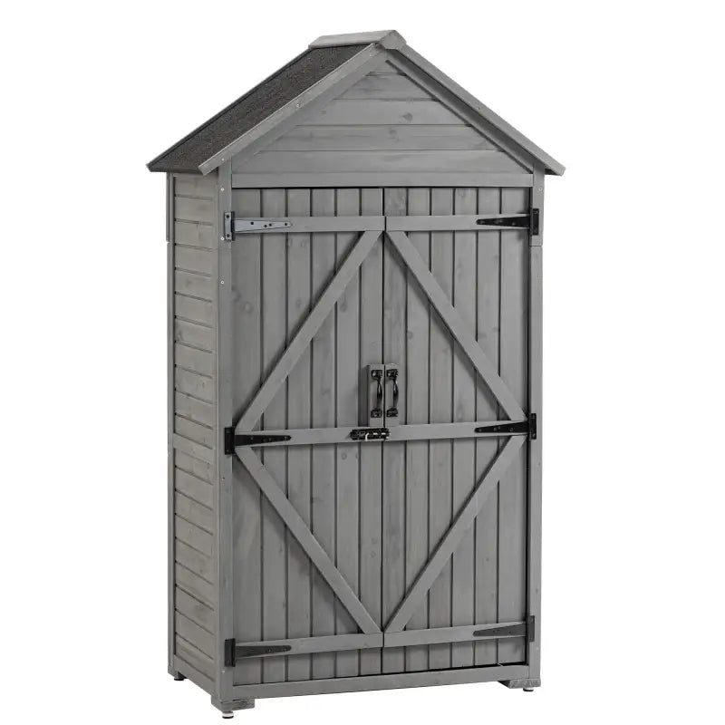 Backyard Raise & Grow outdoor storage cabinet for garden with double doors and stylish roof design