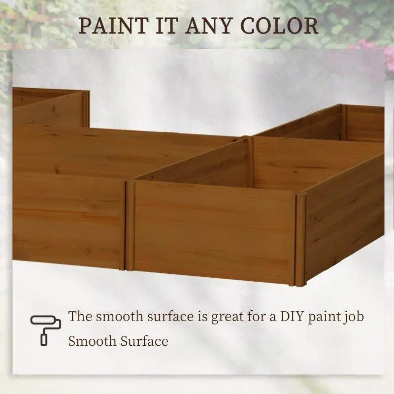 Raised Garden Bed, Set of 5 Large Wooden Box Planters for Outdoor Plants, Vegetables, Flowers, Herbs, 7.5x7.5x1ft, Brown | BRG - BRG | Backyard Raise & Grow - customizable garden layout, fir wood raised bed, garden bed kit, modular raised beds, open bottom garden bed, outdoor garden boxes, raised planter boxes, set of 5 planters, vegetable planters, wooden garden bed