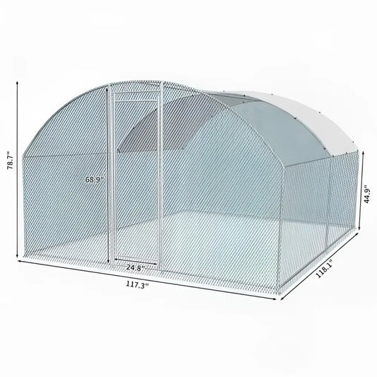 10 x 10 ft Large Metal Chicken Coop Walk-in Poultry Cage Chicken Hen Run House with Waterproof Cover Rabbits Cats Dogs