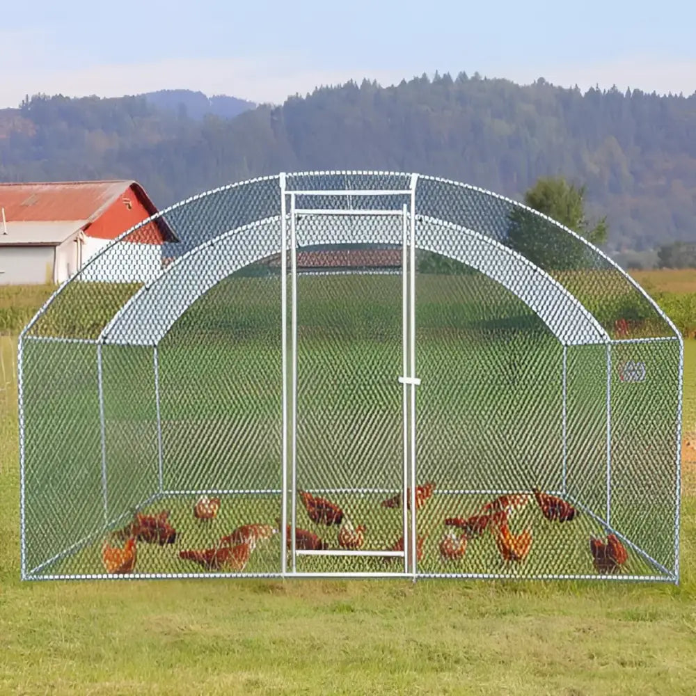10 x 10 ft Large Metal Chicken Coop Walk-in Poultry Cage Chicken Hen Run House with Waterproof Cover Rabbits Cats Dogs