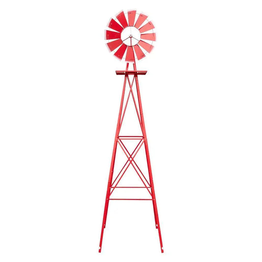 8ft Green Iron Garden Windmill with Weathervane – Outdoor Decorative Spinner, 4-Leg Vertical Yard Ornament | BRG - BRG | Backyard Raise & Grow - 8ft windmill, decorative yard spinner, farmhouse decor, garden windmill, green windmill, iron windmill, outdoor windmill, vertical garden decor, weathervane