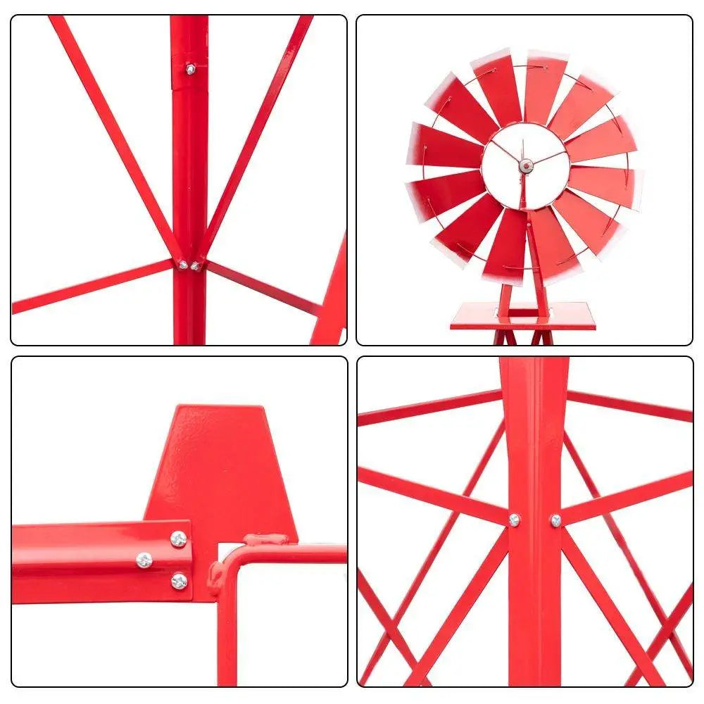 8ft Green Iron Garden Windmill with Weathervane – Outdoor Decorative Spinner, 4-Leg Vertical Yard Ornament | BRG - BRG | Backyard Raise & Grow - 8ft windmill, decorative yard spinner, farmhouse decor, garden windmill, green windmill, iron windmill, outdoor windmill, vertical garden decor, weathervane