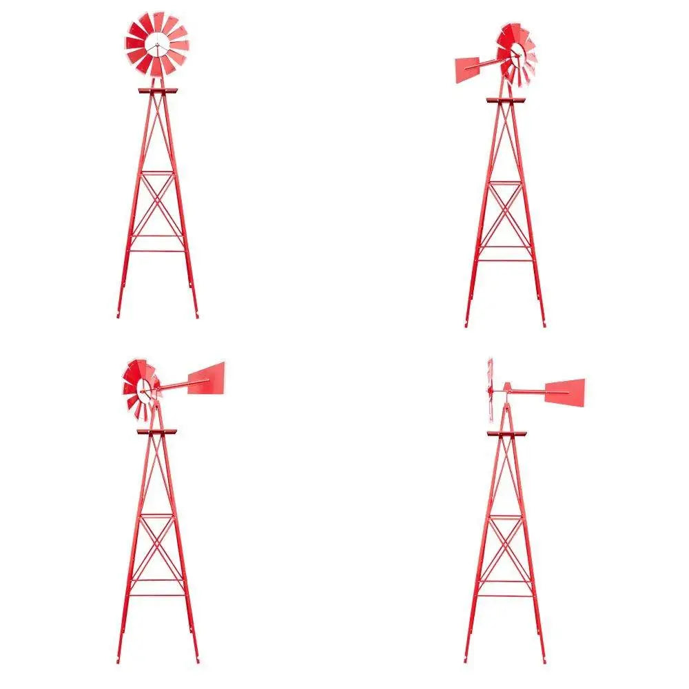 8ft Green Iron Garden Windmill with Weathervane – Outdoor Decorative Spinner, 4-Leg Vertical Yard Ornament | BRG - BRG | Backyard Raise & Grow - 8ft windmill, decorative yard spinner, farmhouse decor, garden windmill, green windmill, iron windmill, outdoor windmill, vertical garden decor, weathervane