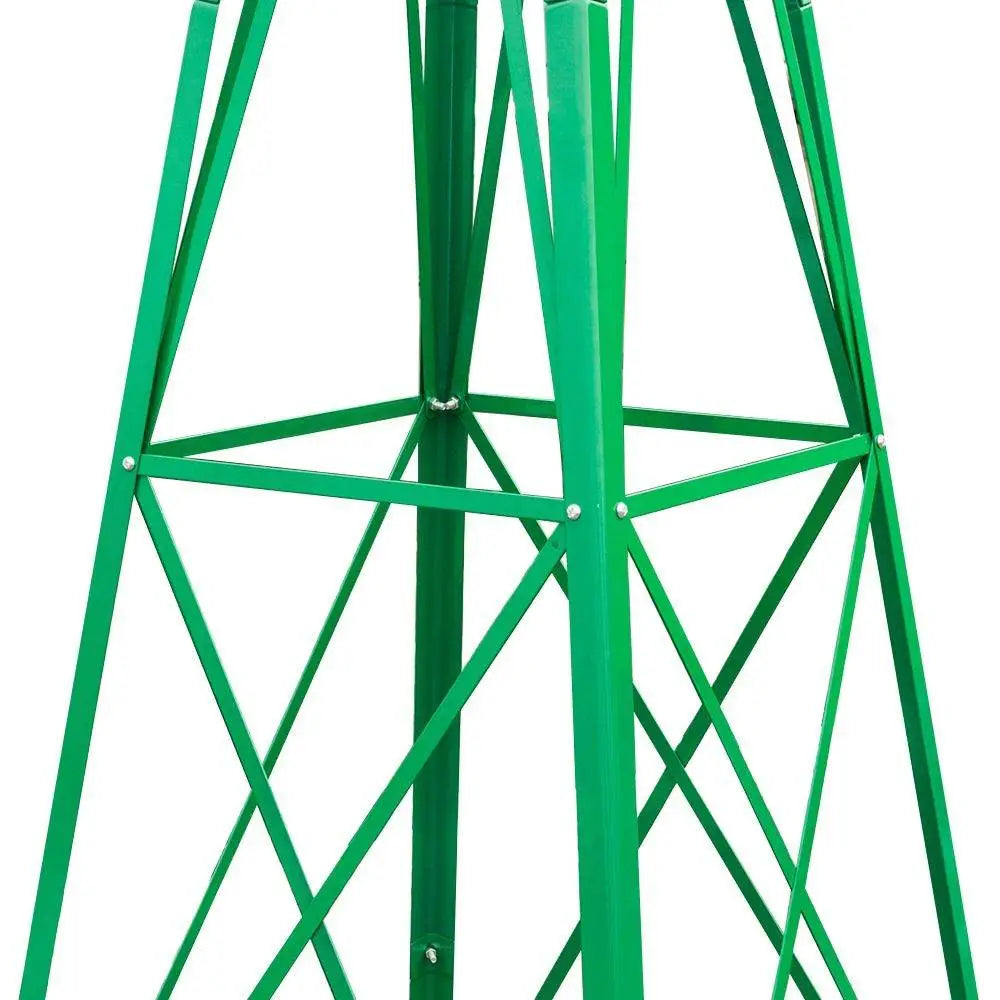 8ft Green Iron Garden Windmill with Weathervane – Outdoor Decorative Spinner, 4-Leg Vertical Yard Ornament | BRG - BRG | Backyard Raise & Grow - 8ft windmill, decorative yard spinner, farmhouse decor, garden windmill, green windmill, iron windmill, outdoor windmill, vertical garden decor, weathervane