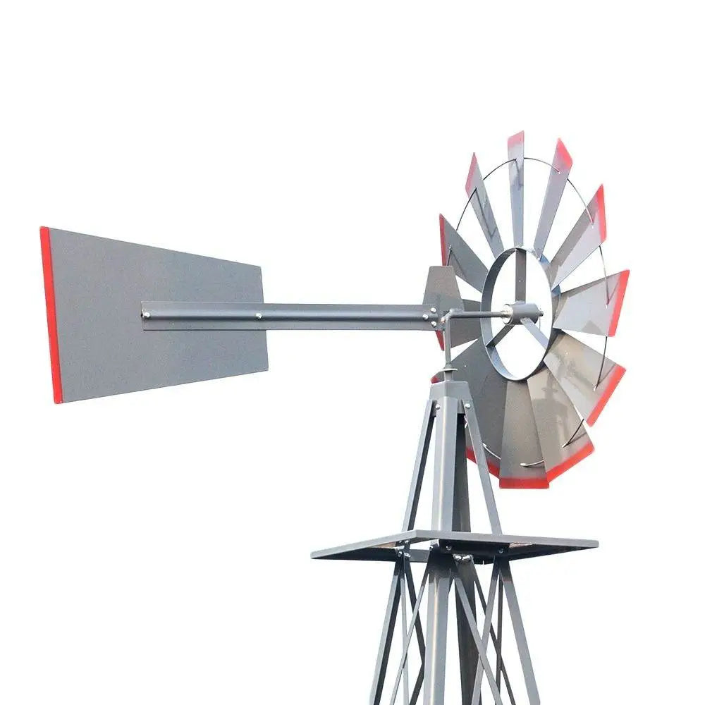 8ft Green Iron Garden Windmill with Weathervane – Outdoor Decorative Spinner, 4-Leg Vertical Yard Ornament | BRG - BRG | Backyard Raise & Grow - 8ft windmill, decorative yard spinner, farmhouse decor, garden windmill, green windmill, iron windmill, outdoor windmill, vertical garden decor, weathervane
