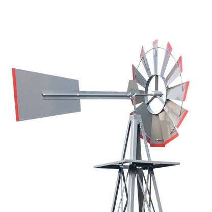 8ft Green Iron Garden Windmill with Weathervane – Outdoor Decorative Spinner, 4-Leg Vertical Yard Ornament | BRG - BRG | Backyard Raise & Grow - 8ft windmill, decorative yard spinner, farmhouse decor, garden windmill, green windmill, iron windmill, outdoor windmill, vertical garden decor, weathervane