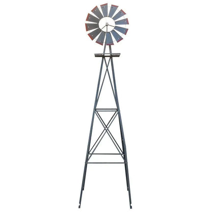 8ft Green Iron Garden Windmill with Weathervane – Outdoor Decorative Spinner, 4-Leg Vertical Yard Ornament | BRG - BRG | Backyard Raise & Grow - 8ft windmill, decorative yard spinner, farmhouse decor, garden windmill, green windmill, iron windmill, outdoor windmill, vertical garden decor, weathervane