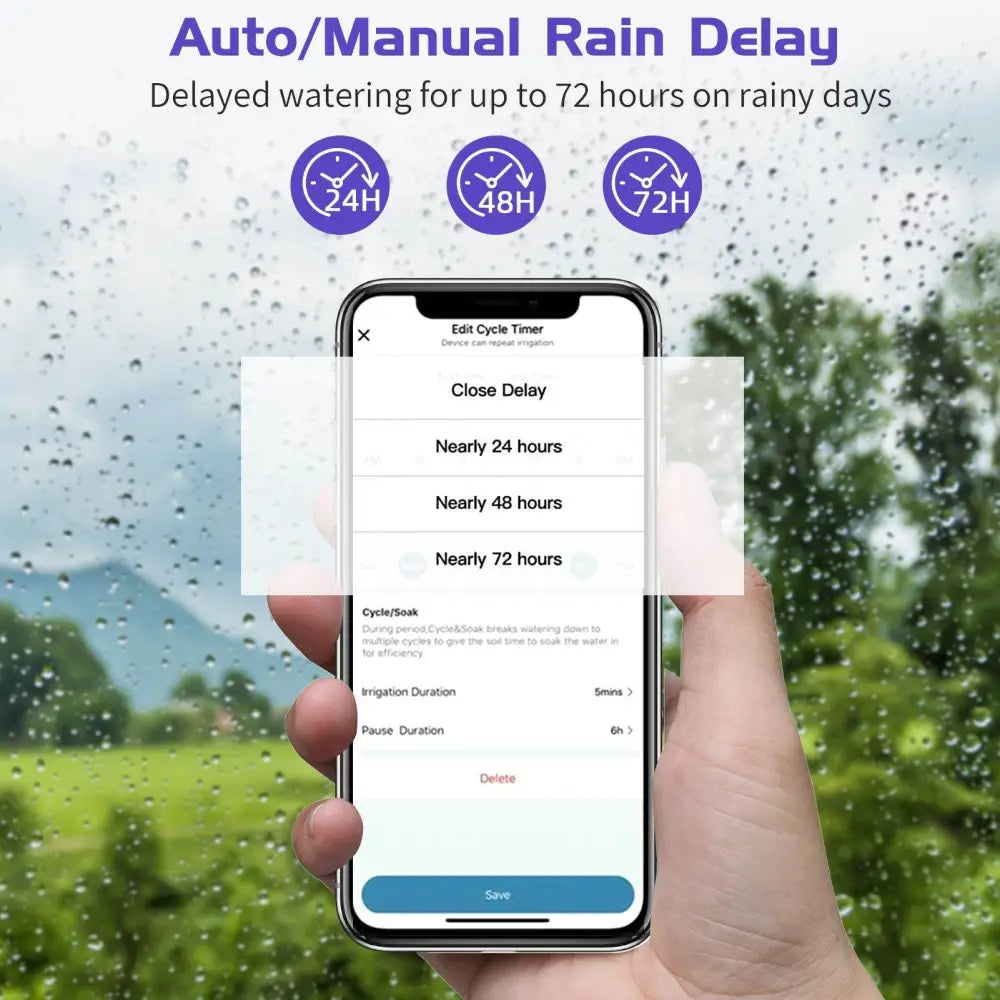 Bluetooth Sprinkler Timer, WiFi Smart Irrigation Water Timer, Wireless Remote APP & Voice Control, Rain Delay/ Manual/ Automatic Watering System, Watering Hose Timer for Yard Garden Lawn Watering - BRG | Backyard Raise & Grow - 