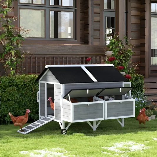 Chicken Coop with Nest Box – Outdoor Firwood Hen House, Red | Backyard Raise & Grow - BRG | Backyard Raise & Grow - backyard farming, chicken coop, chicken pen, egg nesting box, firwood chicken coop, garden coop, hen house, outdoor pet shelter, poultry run, rabbit hutch
