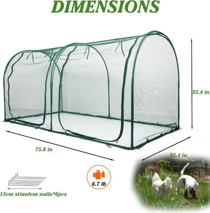 Chicken Run Hen Coop,Walk-in Poultry House,Outdoor Gardening Net,Easy-up Small Animals Enclosure for Protecting Pet and Plant