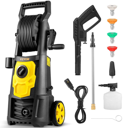 VEVOR Electric Pressure Washer, 2000 PSI, Max 1.65 GPM Power Washer w/ 30 ft Hose & Reel, 5 Quick Connect Nozzles, Foam Cannon, Portable to Clean Patios, Cars, Fences, Driveways, ETL Listed - BRG | Backyard Raise & Grow - 