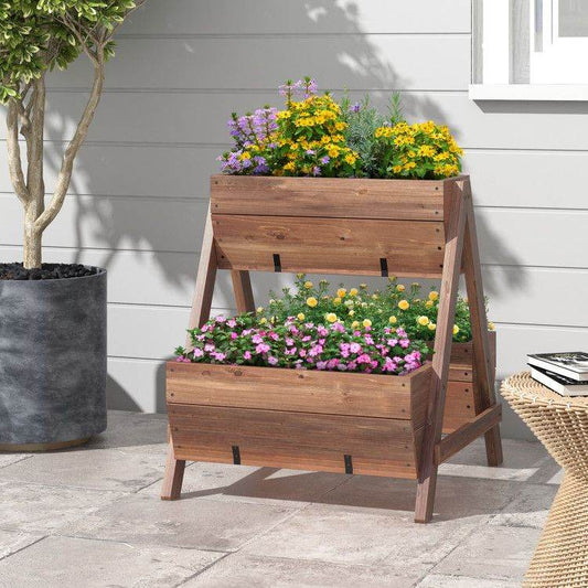 Vertical Raised Garden Bed with 3 Wooden Planter Boxes, Fir Wood Frame & Drainage Holes – Space-Saving A-Frame Design | BRG - BRG | Backyard Raise & Grow - 3-tier planter, balcony garden, fir wood planter, garden organizer, patio plant stand, raised garden box, space-saving planter, vertical garden bed, vertical herb garden, wooden raised bed