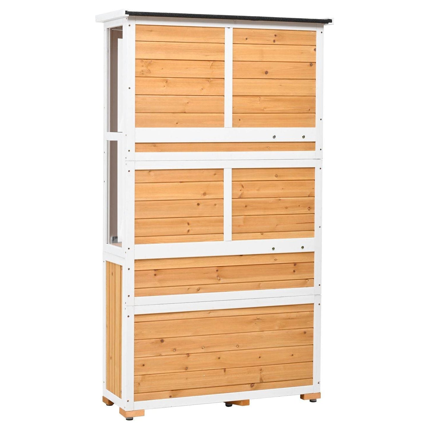 TOPMAX 63'' Garden Wood Storage Cabinet – Outdoor Mini Greenhouse Shed with Waterproof Roof, Lockable Doors & Adjustable Shelves | BRG - BRG | Backyard Raise & Grow - backyard greenhouse, cold frame shed, fir wood greenhouse, garden storage shed, mini greenhouse, outdoor storage cabinet, patio tool organizer, TOPMAX shed, waterproof garden shed, wood tool cabinet