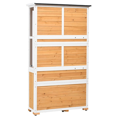 TOPMAX 63'' Garden Wood Storage Cabinet – Outdoor Mini Greenhouse Shed with Waterproof Roof, Lockable Doors & Adjustable Shelves | BRG - BRG | Backyard Raise & Grow - backyard greenhouse, cold frame shed, fir wood greenhouse, garden storage shed, mini greenhouse, outdoor storage cabinet, patio tool organizer, TOPMAX shed, waterproof garden shed, wood tool cabinet