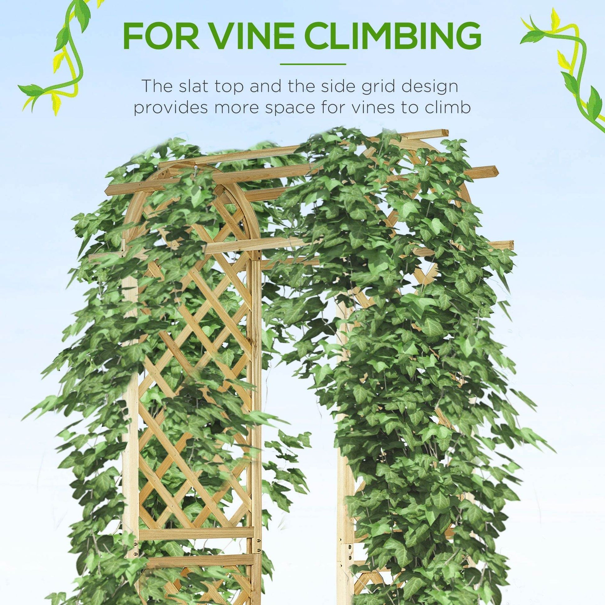 7.5' Wooden Wedding Arch with Built-In Planters for Garden, Vines, Balloons or Event Backdrop | BRG - BRG | Backyard Raise & Grow - balloon stand, event arch frame, floral trellis, garden arbor, natural wood garden arch, outdoor arch with planters, rustic wedding decor, wedding backdrop, wooden arch