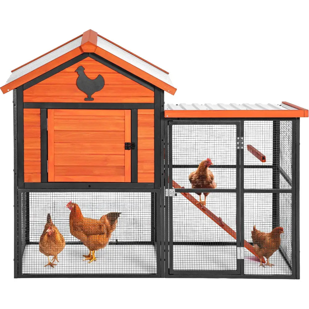 Durable Wood and Iron Chicken Coop with Runway and Waterproof Roof, Built-in Nesting Box, Holds 5–7 Chickens| BRG - BRG | Backyard Raise & Grow - 5-7 chicken house, backyard chicken run, chicken coop, durable chicken enclosure, metal and wood chicken coop, nesting box, outdoor poultry house, predator-proof coop, PVC roof coop, waterproof chicken coop