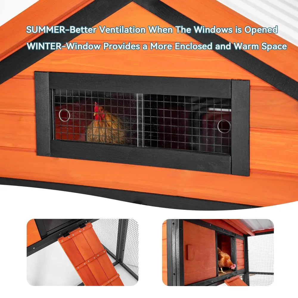 Durable Wood and Iron Chicken Coop with Runway and Waterproof Roof, Built-in Nesting Box, Holds 5–7 Chickens| BRG - BRG | Backyard Raise & Grow - 5-7 chicken house, backyard chicken run, chicken coop, durable chicken enclosure, metal and wood chicken coop, nesting box, outdoor poultry house, predator-proof coop, PVC roof coop, waterproof chicken coop