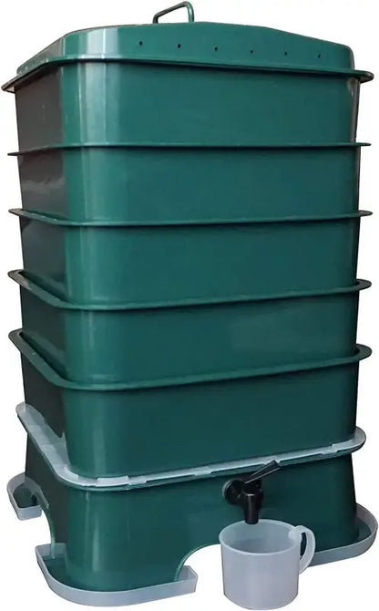 Large Outdoor Worm Compost Bins Easy to Install and Designed for Environment 5 Trays - Dark Green / United States