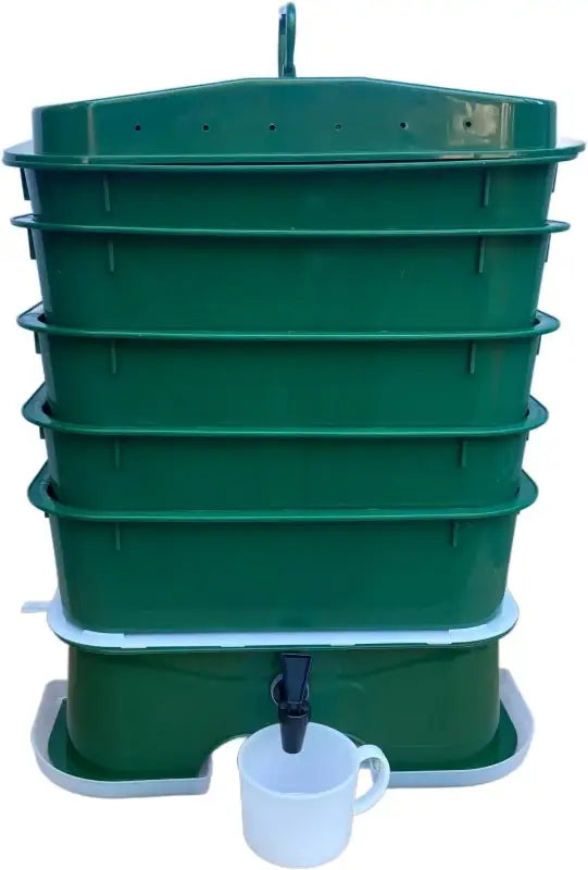 Large Outdoor Worm Compost Bins Easy to Install and Designed for Environment 5 Trays - Forest Green / United States