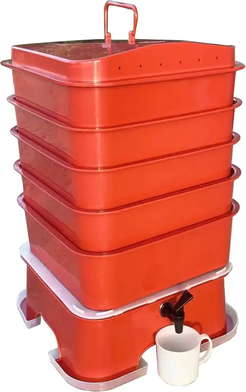 Large Outdoor Worm Compost Bins Easy to Install and Designed for Environment 5 Trays - Terracotta / United States