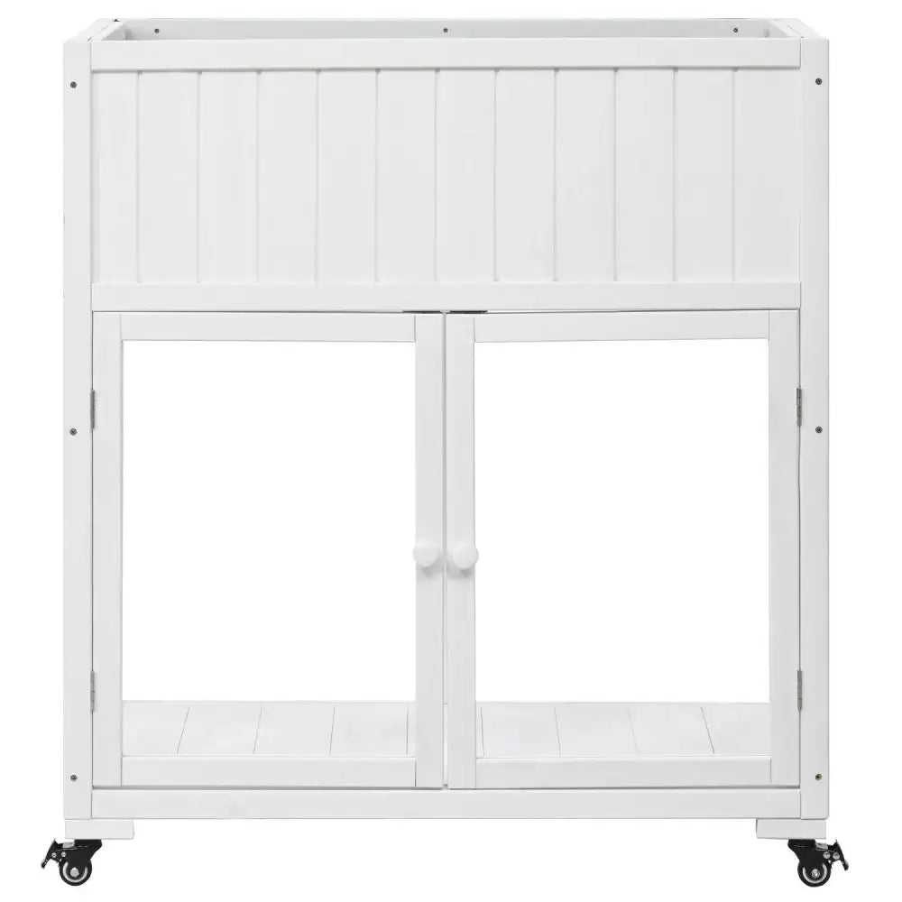 TOPMAX Patio 35.4''x17.7''x37.4'' Mini Wood Cold Frame, Compact 2 Doors Garden Greenhouse with Wheels, Raised Bed with Liner | BRG - BRG | Backyard Raise & Grow - balcony garden, cold frame, compact greenhouse, fir wood greenhouse, mini greenhouse, patio cold frame, raised garden bed, wheeled planter