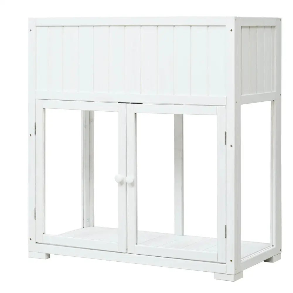 TOPMAX Patio 35.4''x17.7''x37.4'' Mini Wood Cold Frame, Compact 2 Doors Garden Greenhouse with Wheels, Raised Bed with Liner | BRG - BRG | Backyard Raise & Grow - balcony garden, cold frame, compact greenhouse, fir wood greenhouse, mini greenhouse, patio cold frame, raised garden bed, wheeled planter