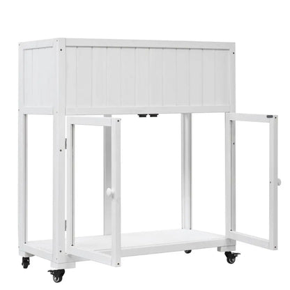 TOPMAX Patio 35.4''x17.7''x37.4'' Mini Wood Cold Frame, Compact 2 Doors Garden Greenhouse with Wheels, Raised Bed with Liner | BRG - BRG | Backyard Raise & Grow - balcony garden, cold frame, compact greenhouse, fir wood greenhouse, mini greenhouse, patio cold frame, raised garden bed, wheeled planter