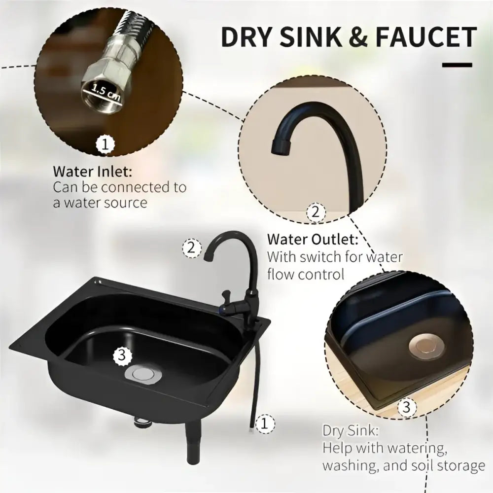 Natural Wood Outdoor Potting Bench with Sink, Cabinet & Hooks | Garden Workstation | BRG - BRG | Backyard Raise & Grow - backyard potting bench, garden bench with faucet, garden cabinet, gardening table, outdoor garden bench, outdoor potting table, plant potting station, potting bench with sink, raised planter bench, wood garden workstation
