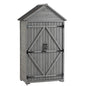 Backyard Raise & Grow outdoor storage cabinet for garden with double doors and stylish roof design