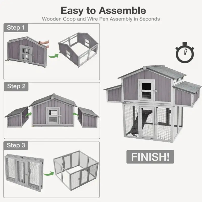 Step-by-step assembly guide for a folding chicken coop for backyard with wooden and wire designs