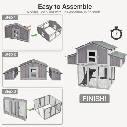 Step-by-step assembly guide for a folding chicken coop for backyard with wooden and wire designs